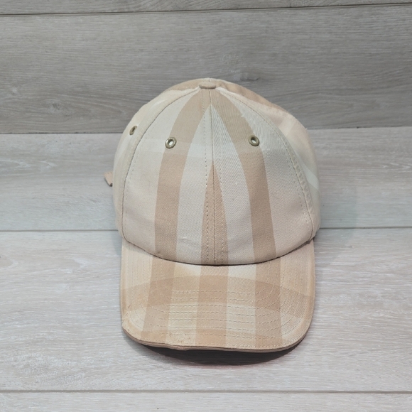 Burberry Mens Striped Beige & Tan Baseball Cap Sz Xl - Picture 1 of 15